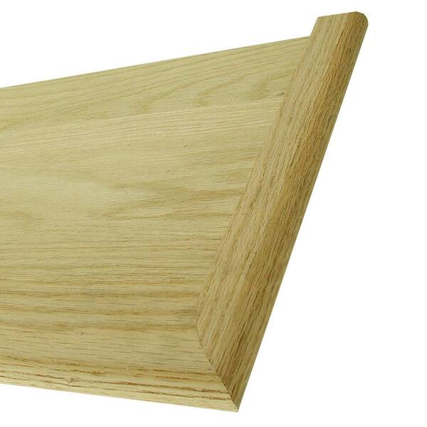 Stair Parts 48 in. x 11-1/2 in. Unfinished Red Oak Miter-Return Stair Tread