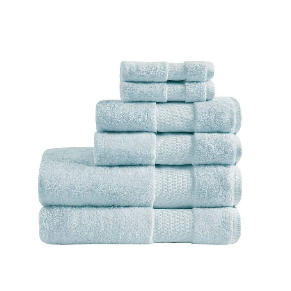 Light Blue Turkish Cotton 6-Piece Bath Towel Set