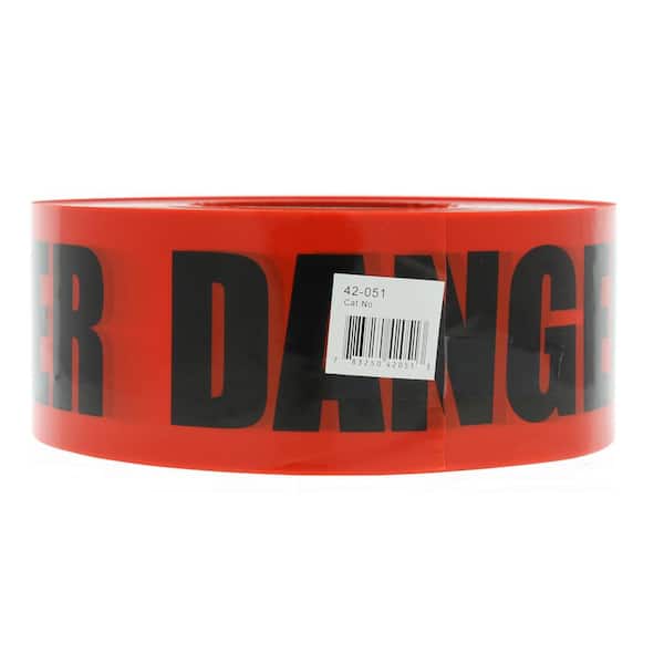IDEAL 3 in. x 1000 ft. Barricade Tape, Danger, Red, (1 Roll)