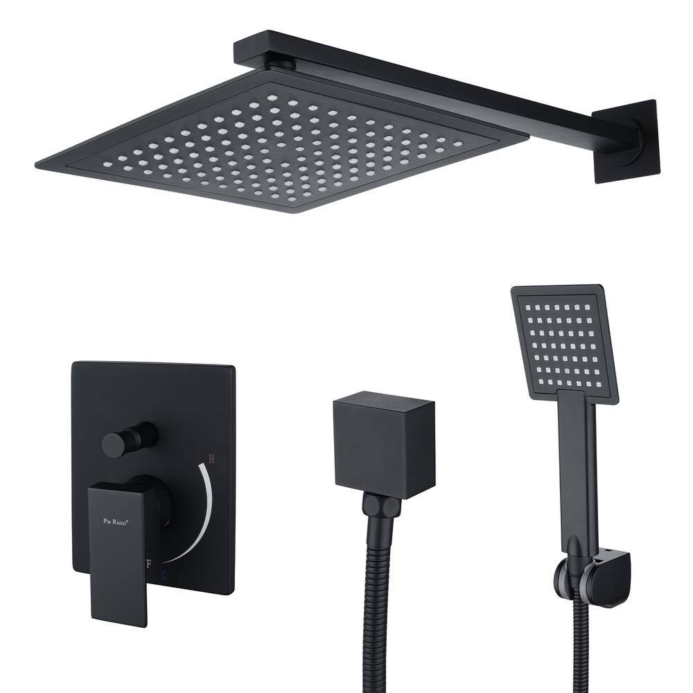 Single Handle 2-Spray Patterns 2 Showerheads Shower Faucet Set 2.5 GPM with High Pressure Hand Shower in Matte Black price history on PriceWatchPro