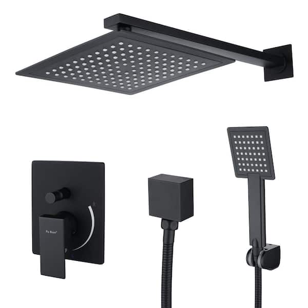 YONKI SUNSHIN INC Single Handle 2-Spray Patterns 2 Showerheads Shower Faucet Set 2.5 GPM with High Pressure Hand Shower in Matte Black