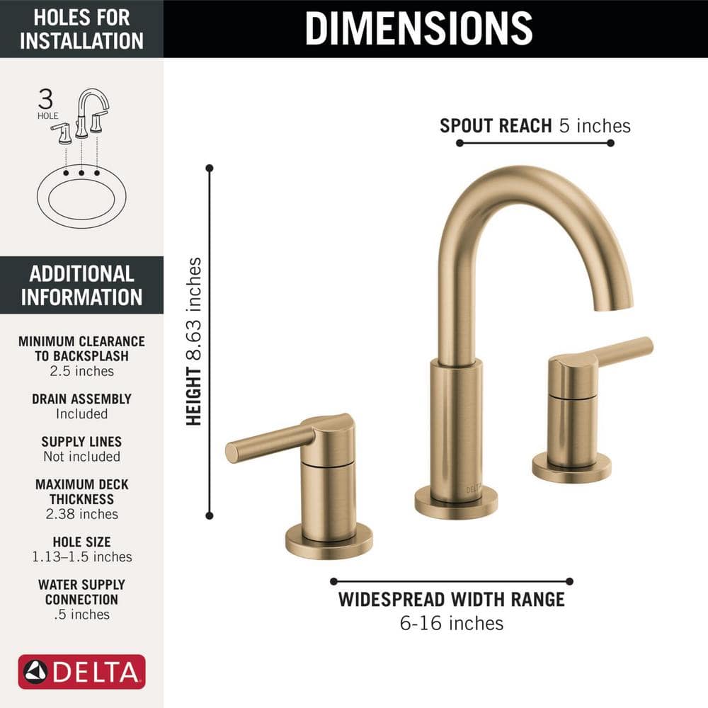 Champagne Bronze Widespread Bathroom Faucet with Drain Assembly