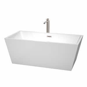 Sara 5.3 ft. Acrylic Flatbottom Non-Whirlpool Bathtub in White with Brushed Nickel Trim and Faucet