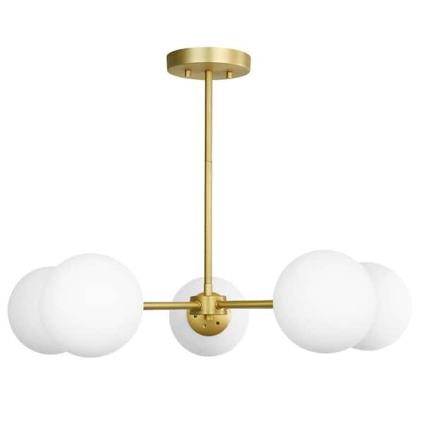 Light Society Grammercy 5-Light Brass/White in Chandelier LS-C228