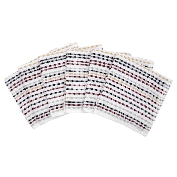 Ritz Red Cotton Terry Horizontal Stripe Bar Mop Dish Cloth Set of 6