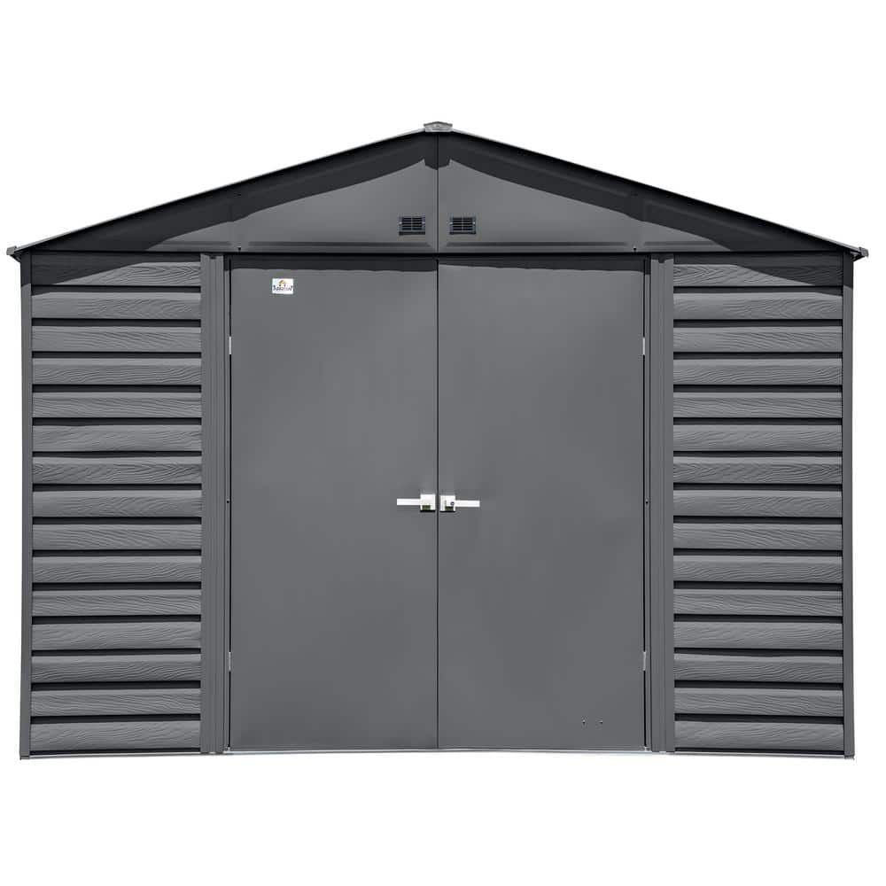 Arrow Select Charcoal Steel 10x14 Storage Shed with Swing Doors