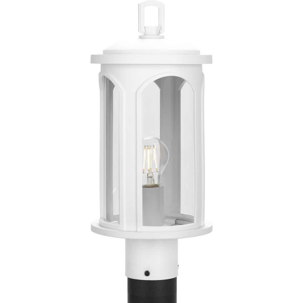 Gables 17" Satin White Outdoor Post Lantern with Clear Glass