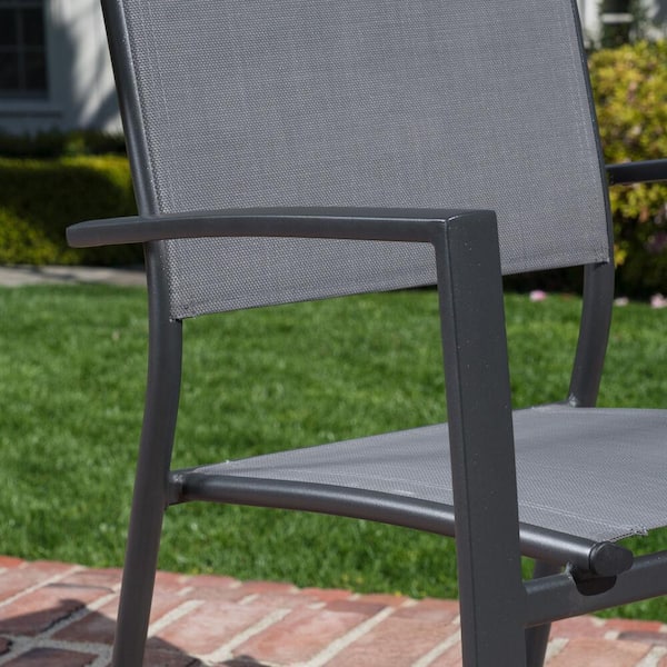 Hanover Conrad Gray 5 Piece Aluminum Outdoor Dining Set With 4 Stackable Sling Chairs And Convertible Slatted Table Condn5pc Gry The Home Depot Hanover Conrad Gray 5 Piece Aluminum, How To Repair Aluminum Outdoor Furniture