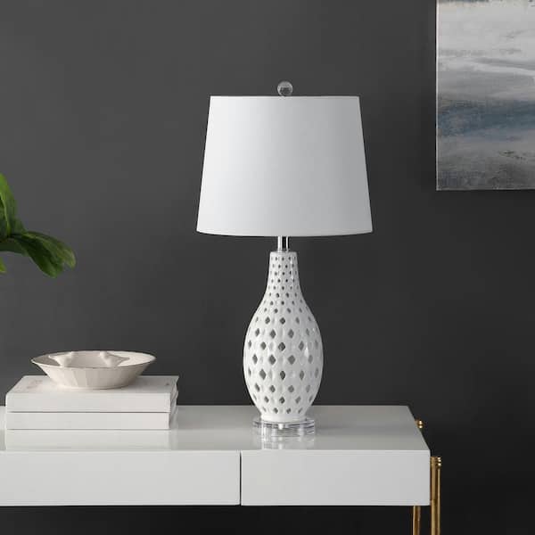 Harlem 25 in. White Table Lamp with White Shade