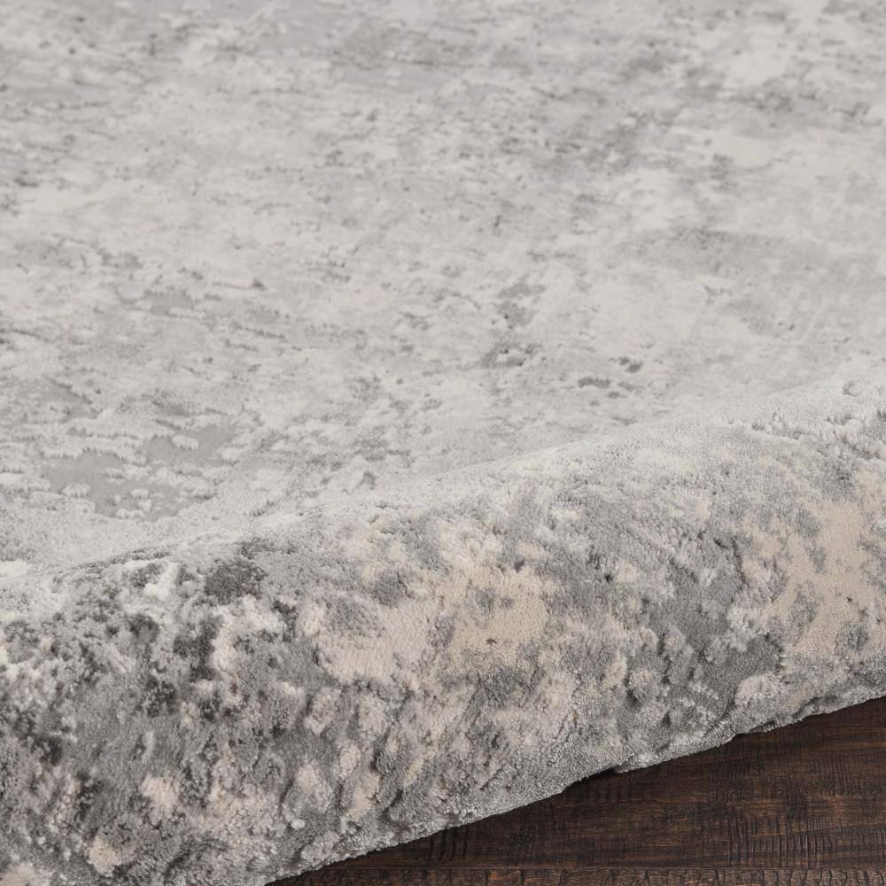 Rustic Grey and Beige Round Synthetic Abstract Rug 5'3"