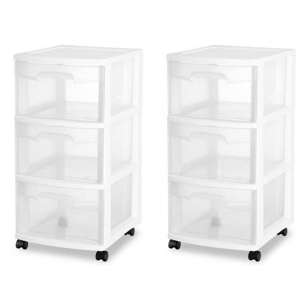 Sterilite Ultra 3 Drawer Plastic Rolling Storage Container (2-Pack) 2 x ...