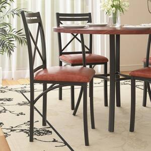 Dining Chairs (Set of 8) w/ Steel Legs, Ergonomic Back and PU Leather Cushioned Seats for Kitchen and Living Room, Brown