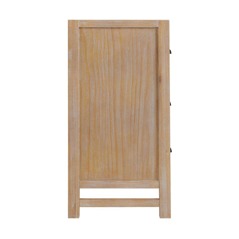 Farmhouse Light Brown Pine Wood Double Dresser with Deep Drawers