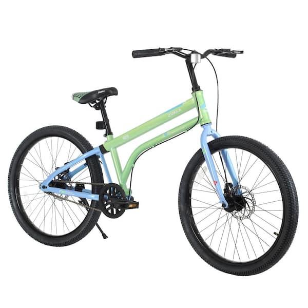24 Inch Green Kids Bike for Girls & Boys Ages 10+, Single Speed Teen Bike with Dual Disc Brakes