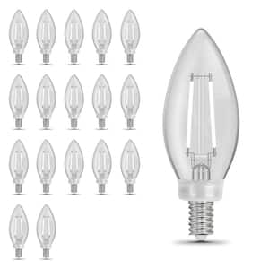 100-Watt Equivalent B10 Dim WhiteFilamentClear Glass Chandelier E12 Candelabra LED Light Bulb True White 3500K(18-Pack)