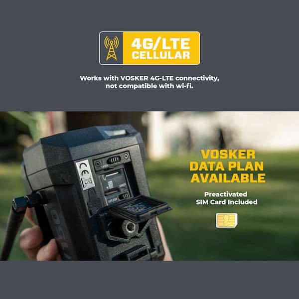 VOSKER Solar Powered Wireless 4G LTE Cellular Outdoor Bullet Security Camera with Rechargeable Battery