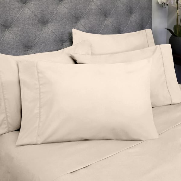 Sweet Home Collection 1500 Supreme Series 4-Piece Beige Solid Color Microfiber Twin XL Sheet Set