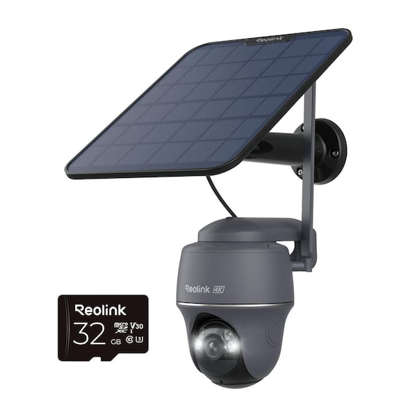 Go PT Ultra G440 4K 8MP Solar Outdoor Plug-In Wireless 4G LTE Pan Tilt Security Camera with 32GB SD Card-Grey