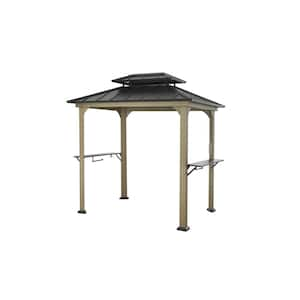 UIG10600004WTHDUltra Series 6 ft. x 8 ft. Brown Wood looking and Aluminum Hard Top Grill Gazebo