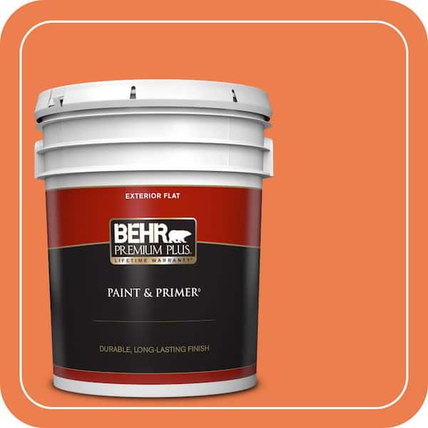 BEHR PREMIUM PLUS 5 gal. #P200-6 Sizzling Sunset Flat Exterior Paint & Primer