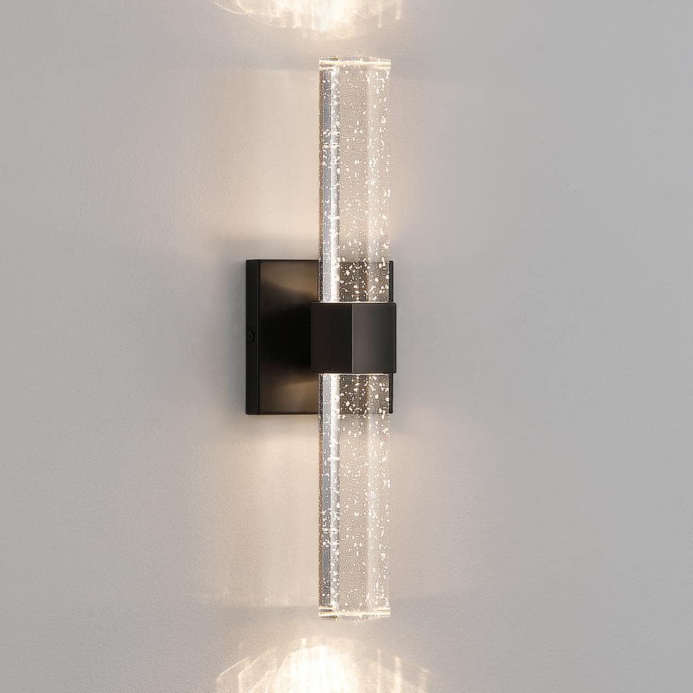 15.7 in. 1-Light Black Dimmable Sconce Wall Lighting with Crystal Bubble Glass Shade price history on PriceWatchPro