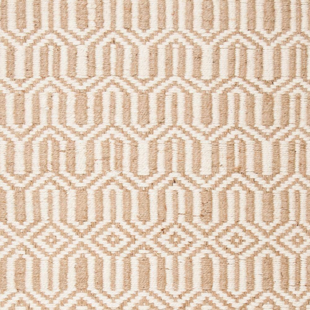 Ivory Geometric Hand-Knotted Jute 7' x 7' Square Rug