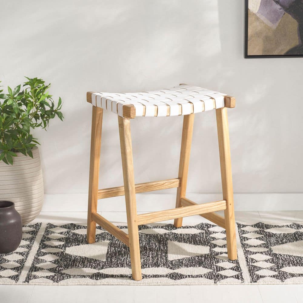 Safavieh Abreu Rectangle Counter Stool - White/Natural