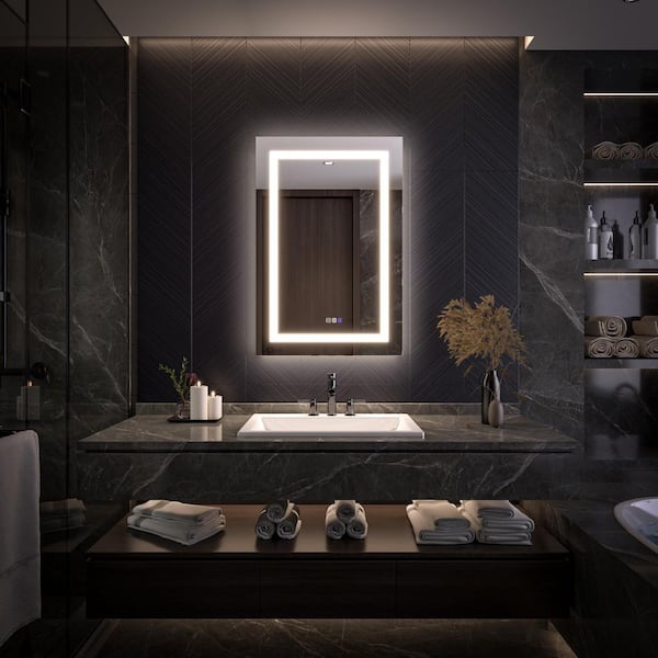 Moray 24 in. W x 36 in. H Rectangular Aluminum Recessed or Surface Mount Medicine Cabinet with Mirror and Front&Backlit