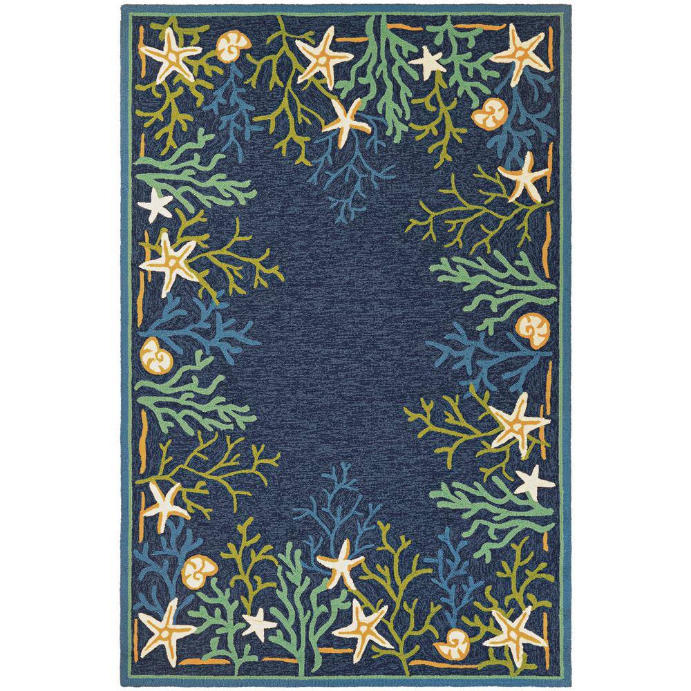 Sea Water Oceanic Blue 5'6" x 8' Handcrafted Synthetic Area Rug