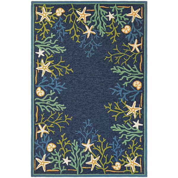 Couristan Covington Sea Water Ocean-Aqua 8 ft. x 11 ft. Indoor/Outdoor Area Rug