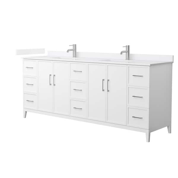 Elan 84 in. W x 22 in. D x 35 in. H Double Bath Vanity in White with White Cultured Marble Top