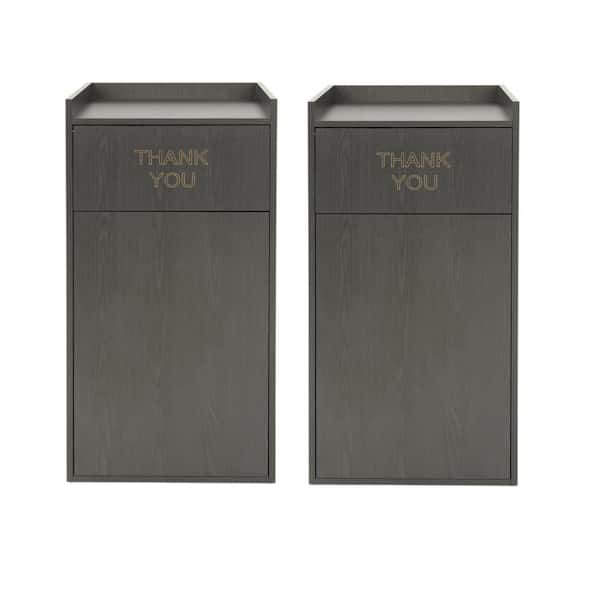 40 Gal. Black Wood Tray Top Food Service Industry Waste Enclosure Commercial Trash Can Coverage with Lid, 2 Pack