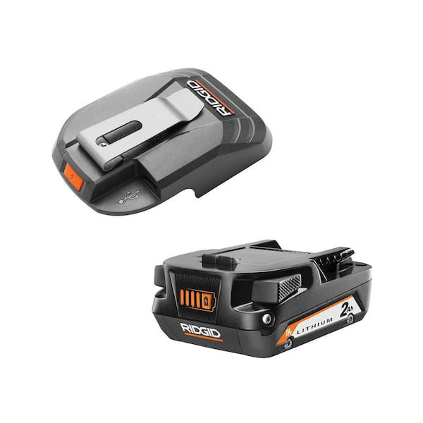 RIDGID 18V USB Portable Power Source with Activate Button Kit with 18V 2.0 Ah Lithium-Ion Battery