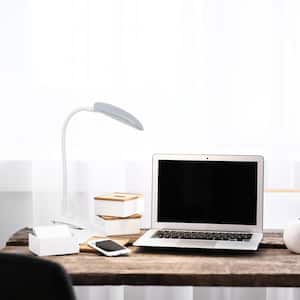 21.5 in. Rounded Gray Flexi LED Clip Light Desk Lamp 7 Watt Equivalent Incandescent
