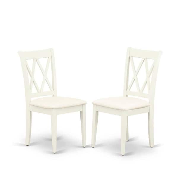 East West Furniture Linen White Linen Fabric Upholstered Wood Chairs With Cushion, (Set of 2)