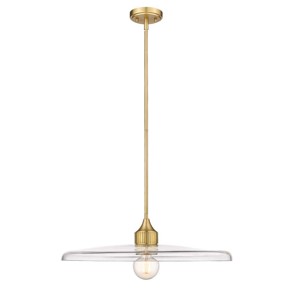 Paloma 1-Light Olde Brass Island Pendant Light with Glass Shade