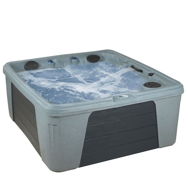 Trend 6-Person 28-Jet 120-Volt Lounger Hot Tub, Easy Startup with Plug and Play, Gray Granite/Charcoal Gray