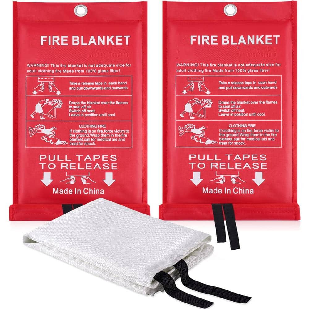 3.3 x 3.3 ft. Fire Blankets Fiberglass Retardant, Flame Suppression Tool, E