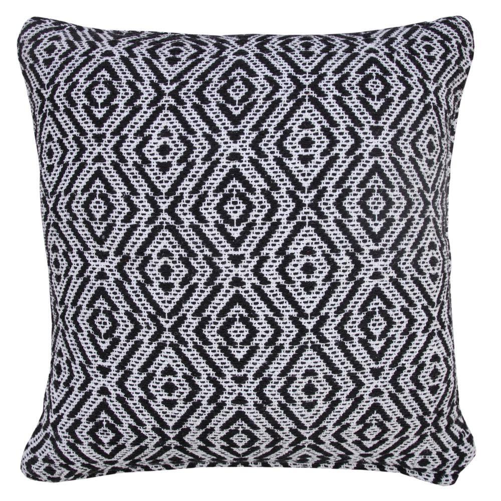 Black and White Diamond Cotton 20" Square Throw Pillow Set