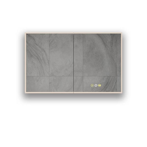 Maincraft 48 in. W x 30 in. H Rectangular Black Aluminum Recessed/Surface Mount Medicine Cabinet with Mirror and LED Light