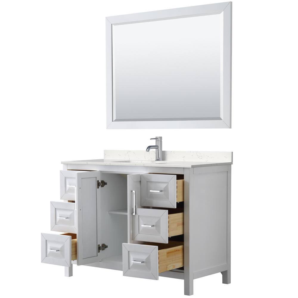 Daria 48" White Freestanding Single Vanity with Carrara Marble Top