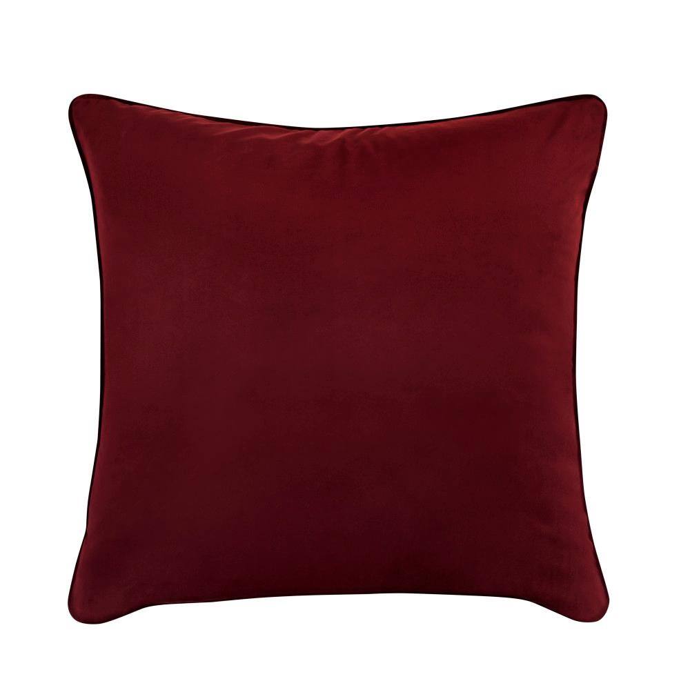 Crimson Velvet Embroidered Euro Sham with Gold Accents