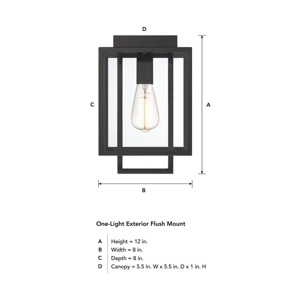 Preston Matte Black Modern Outdoor Wall Lantern with Clear Glass
