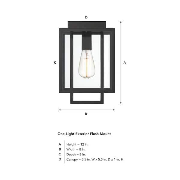 LNC Canes 10.2-in W Black Outdoor Flush Mount Light