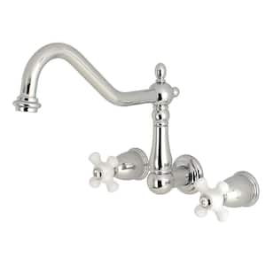 Heritage 2-Handle Wall-Mount Standard Kitchen Faucet in Polished Chrome