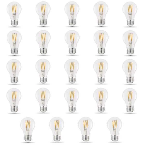 Feit Electric 40-Watt Equivalent A19 Dimmable CEC 90+ CRI Indoor Clear Glass E26 LED Light Bulb, Soft White 2700K (24-Pack)