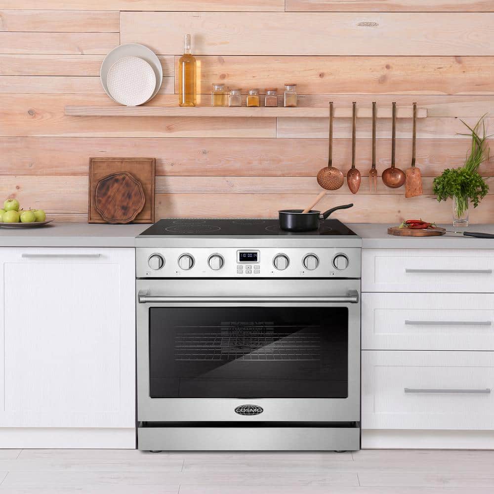 36" Stainless Steel Electric Convection Range with Ceramic Glass Cooktop