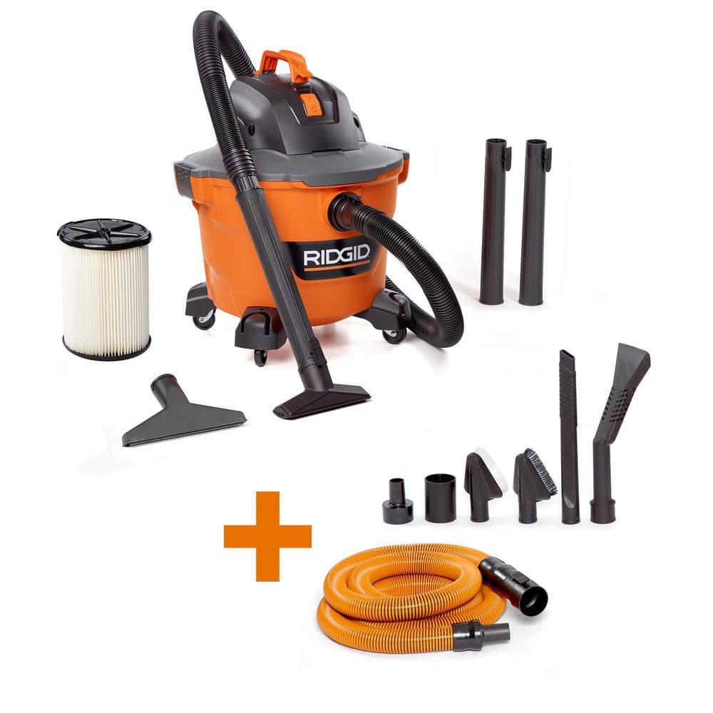 RIDGID 9 Gal. 4.25 Peak HP NXT Shop Vacuum Wet Dry Vac with Filter, Locking Hose, Attachments and Car Cleaning Kit HD0900E HD0900E - The Home Depot
