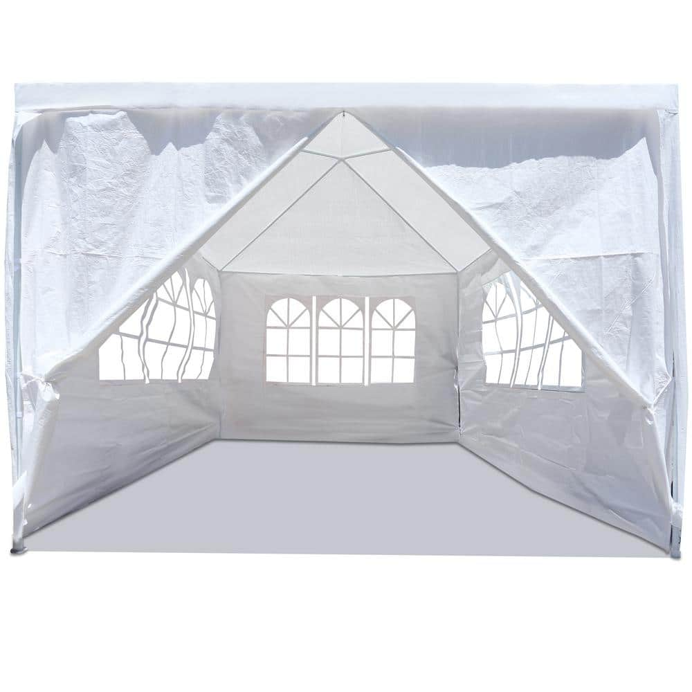 Runesay Heavy Duty 10 ft. x 10 ft. White Party Tent Wedding Canopy with ...