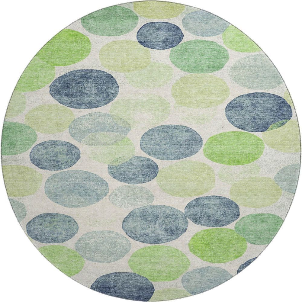 Mayfield Premium Machine Washable Abstract AMF1898 Navy 8 ft. x 8 ft. Round Rug price history on PriceWatchPro